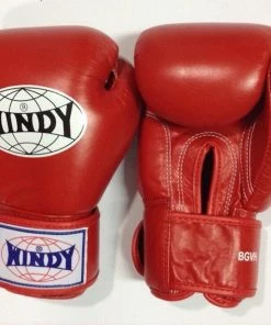 Windy Muay Thai Leather Training Gloves - BGVF -BLACK