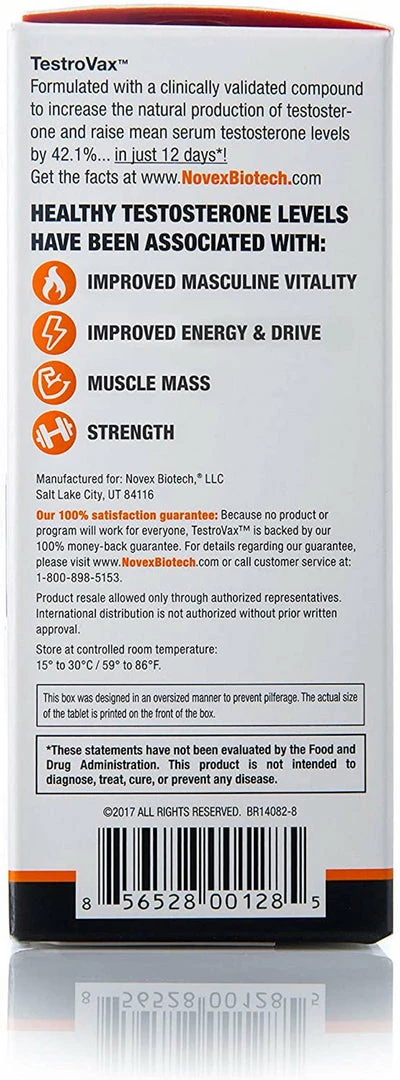 Novex Biotech TestroVax - 60 Capsules - Clinically Tested Testosterone Boosting Compound Accessories