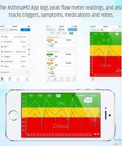 AsthmaMD Lung Performance Peak Flow Meter - Includes Downloadable Free Tracking App Accessories