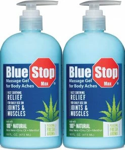 Accessories Blue Stop Max Massage Gel 16oz (473mL) - Pain Relief Gel For Muscle & Joint Pain (Pack Of 2)