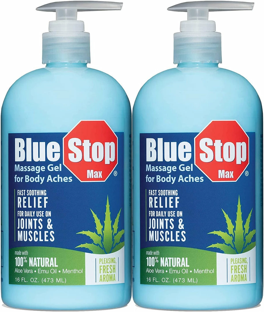 Accessories Blue Stop Max Massage Gel 16oz (473mL) - Pain Relief Gel For Muscle & Joint Pain (Pack Of 2)