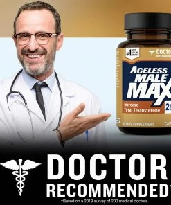 Ageless Male Max Total Testosterone Booster For Men And Nitric Oxide Booster - Improve Workouts, Reduce Fat Faster Than Exercise Alone, Support Sleep, Drive & Energy, 60ct - 1 Month Supply