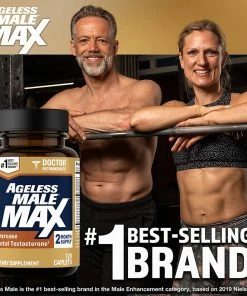 Ageless Male Max Total Testosterone Booster For Men And Nitric Oxide Booster - Improve Workouts, Reduce Fat Faster Than Exercise Alone, Support Sleep, Drive & Energy, 60ct - 1 Month Supply