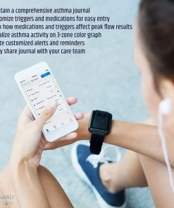AsthmaMD Lung Performance Peak Flow Meter - Includes Downloadable Free Tracking App Accessories