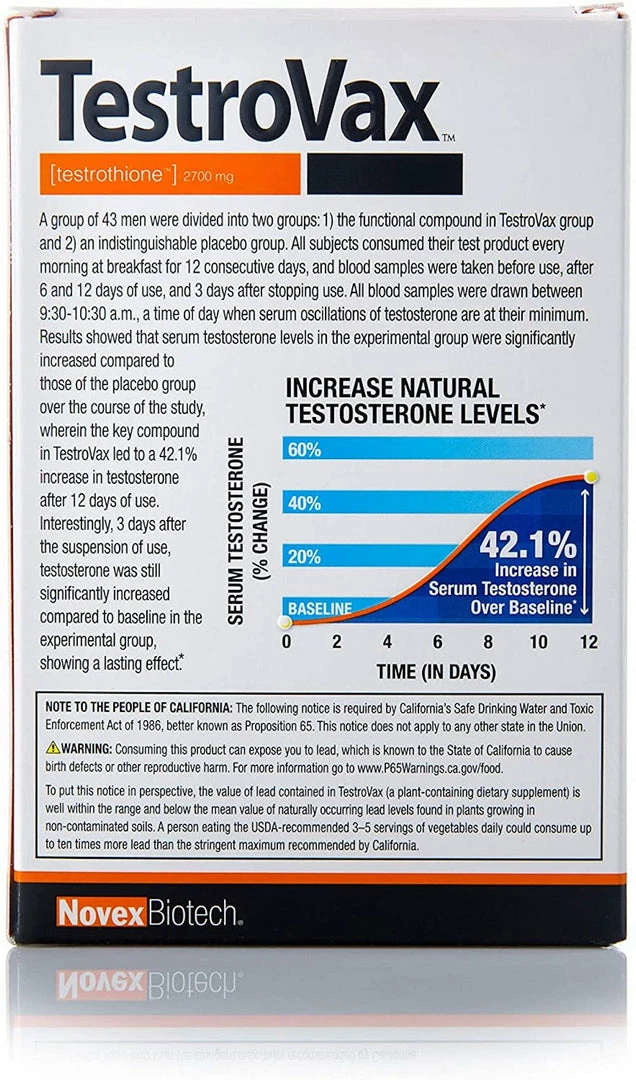 Novex Biotech TestroVax - 60 Capsules - Clinically Tested Testosterone Boosting Compound Accessories