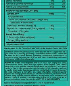 HYDROXYCUT Ultra Lean - Healthy Weight Loss - Boost Metabolism - 60 Capsules - Exp. 2/2023