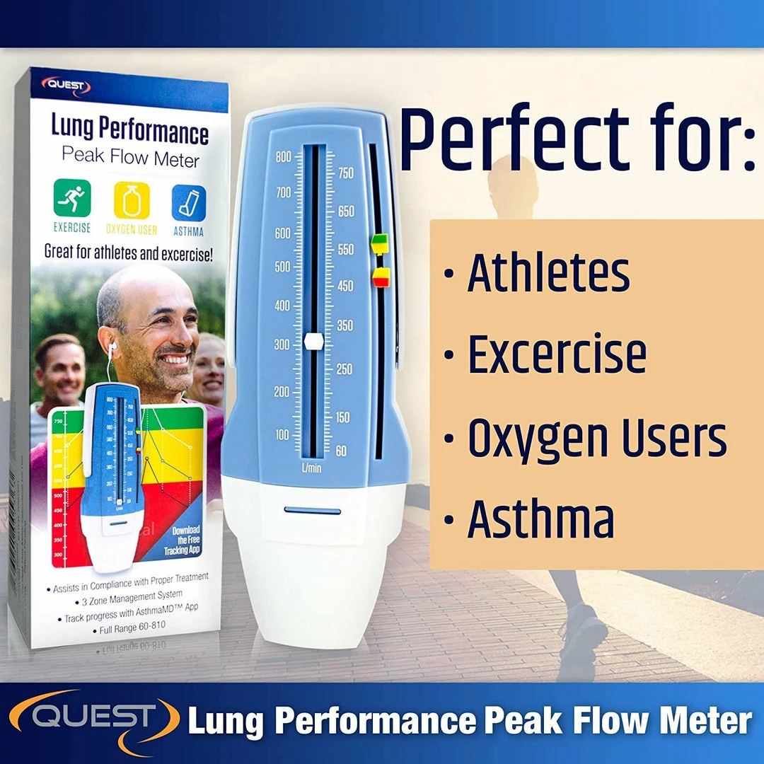 AsthmaMD Lung Performance Peak Flow Meter - Includes Downloadable Free Tracking App Accessories
