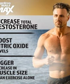 Ageless Male Max Total Testosterone Booster For Men And Nitric Oxide Booster - Improve Workouts, Reduce Fat Faster Than Exercise Alone, Support Sleep, Drive & Energy, 60ct - 1 Month Supply
