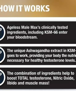 Ageless Male Max Total Testosterone Booster For Men And Nitric Oxide Booster - Improve Workouts, Reduce Fat Faster Than Exercise Alone, Support Sleep, Drive & Energy, 60ct - 1 Month Supply
