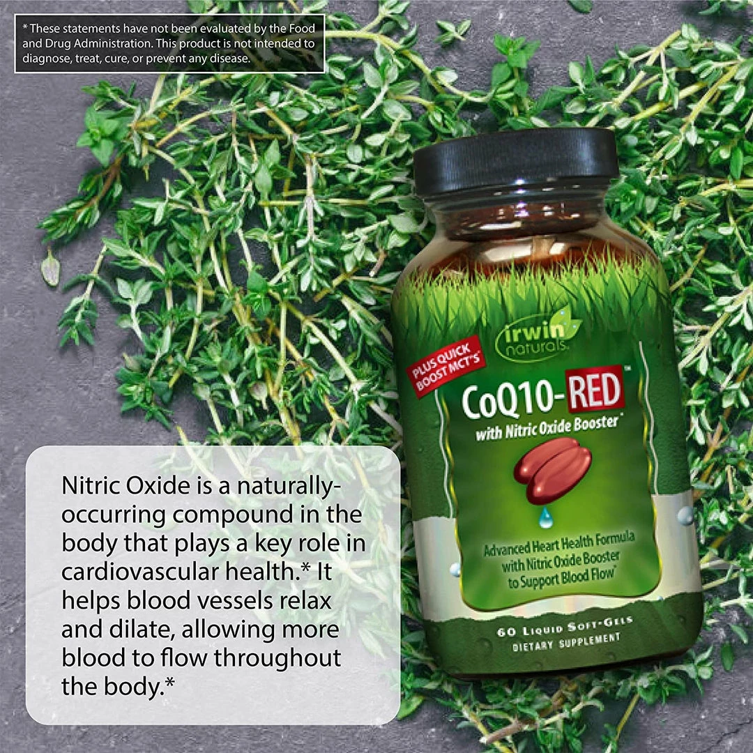 Irwin Naturals CoQ10-RED W/ Nitric Oxide Booster - Supports Healthy Blood Flow & Energy Production- 60 Liquid Soft-Gels Accessories