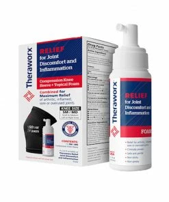 Accessories Theraworx Relief Joint Discomfort & Inflammation - 1 Compression Knee Sleeve & 3.4oz Bottle Topical Foam