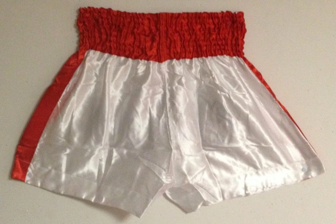 Muay "THAI BOXING" Brand Shorts - White & Red Color Apparel