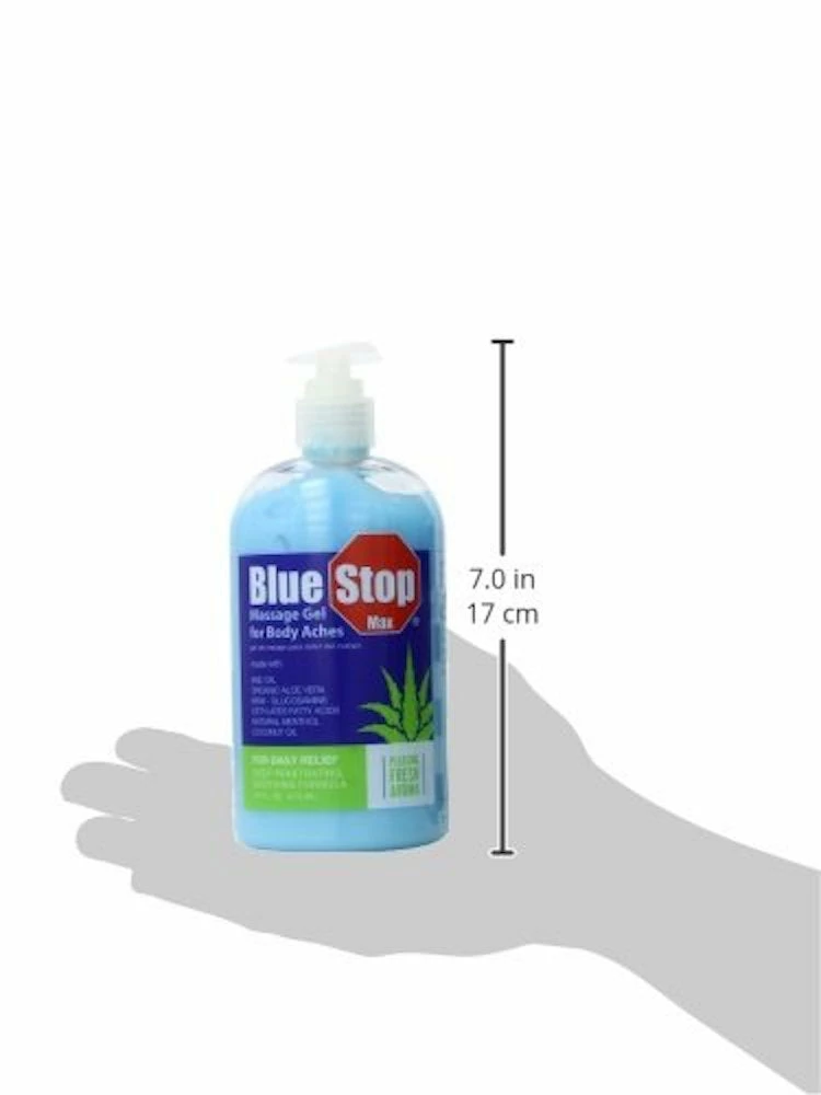Accessories Blue Stop Max Massage Gel 16oz (473mL) - Pain Relief Gel For Muscle & Joint Pain (Pack Of 2)