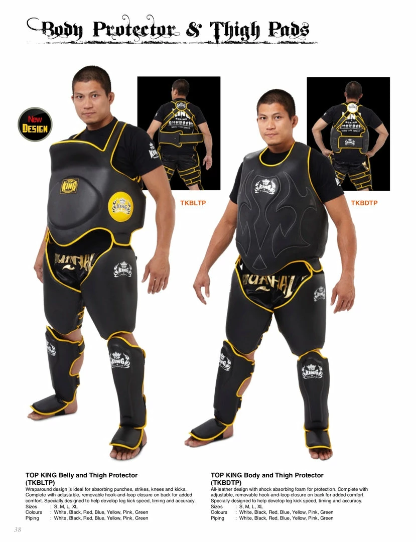 Top King Body And Thigh Protector Set - TKBDTP - Black & Yellow