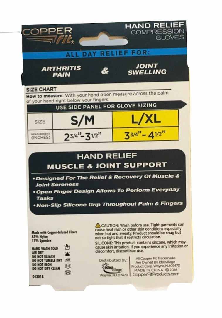 Copper Fit Hand Relief Compression Gloves - Helps Relieve Stiffness & Soreness In Your Wrist - As Seen On TV -
