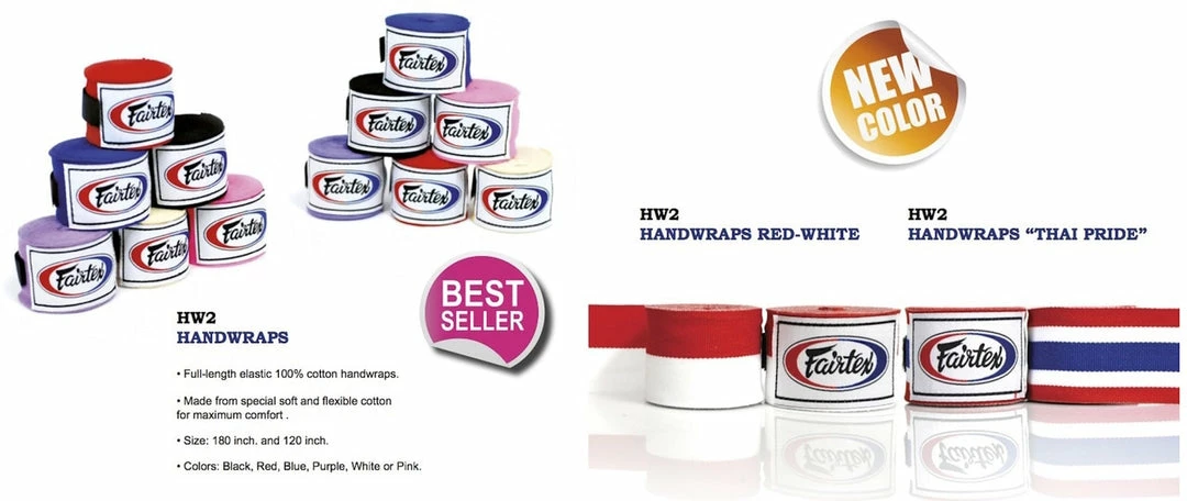 Fairtex Elastic Cotton Handwraps - HW2 - 4.5 Meters Long/180 Inches Long Accessories