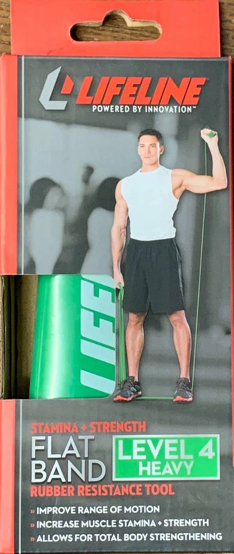 Accessories Lifeline Flat Band-LEVEL 4 HEAVY - Rubber Resistance Tool For Stamina + Strength -Green Color
