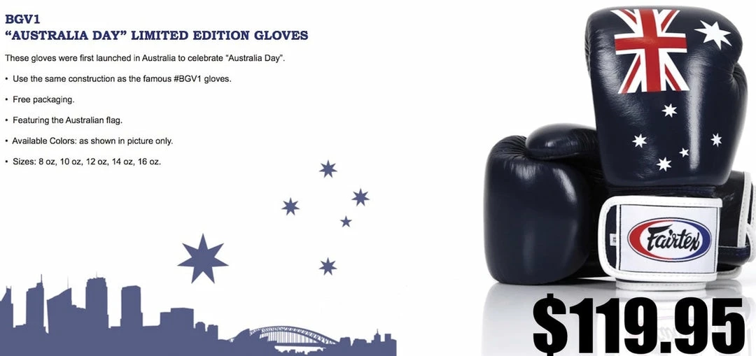 Fairtex "AUSTRALIA" Muay Thai Style Training Gloves - BGV1