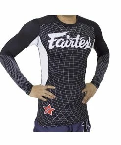 Fairtex Long Sleeve Rashguard - RG4 - Black & White - Ideal For MMA Training And Competition Rashguards