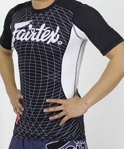 Fairtex Short Sleeve Rashguard - RG5 - Black & White - Ideal For MMA Training And Competition