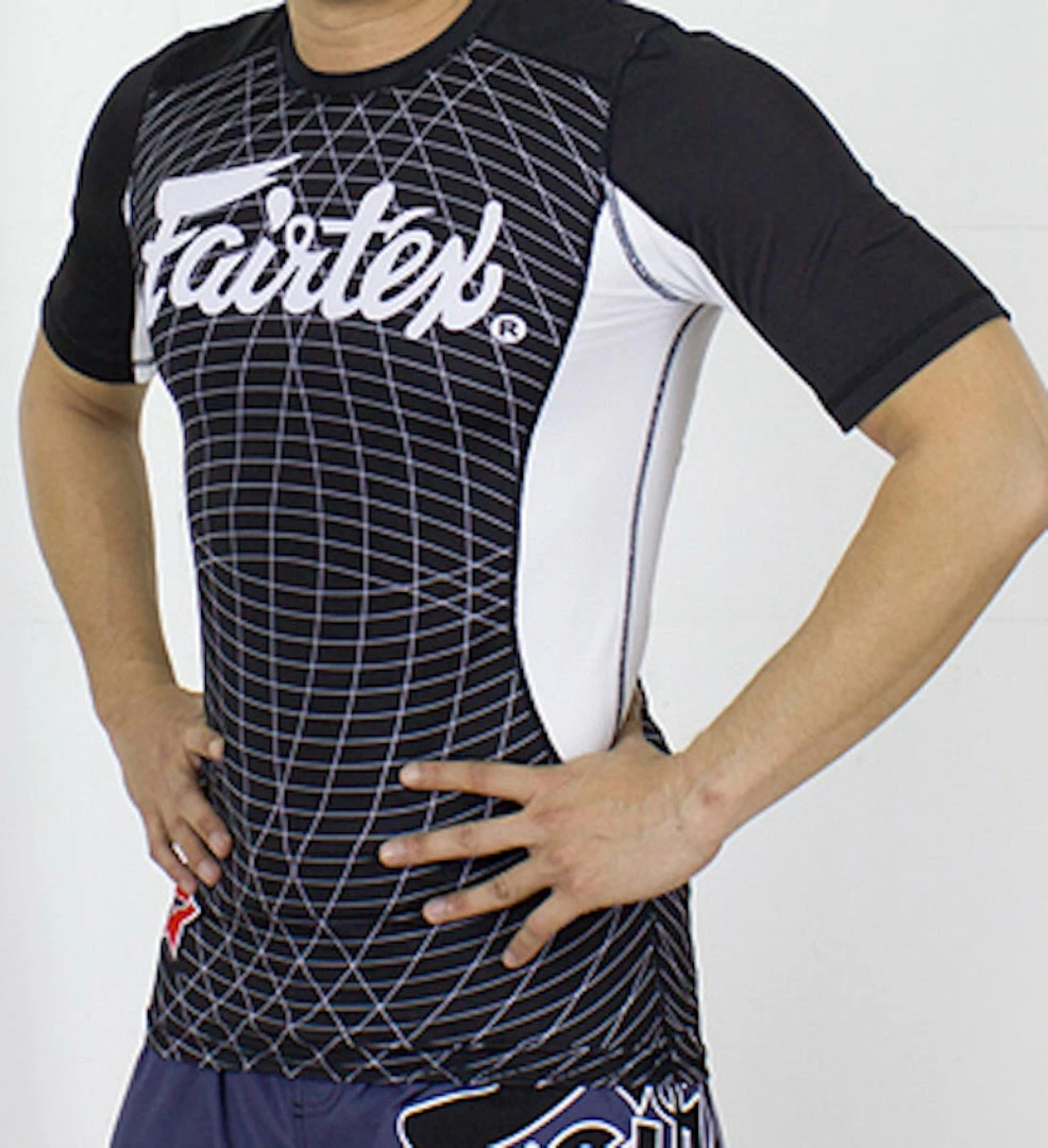 Fairtex Short Sleeve Rashguard - RG5 - Black & White - Ideal For MMA Training And Competition