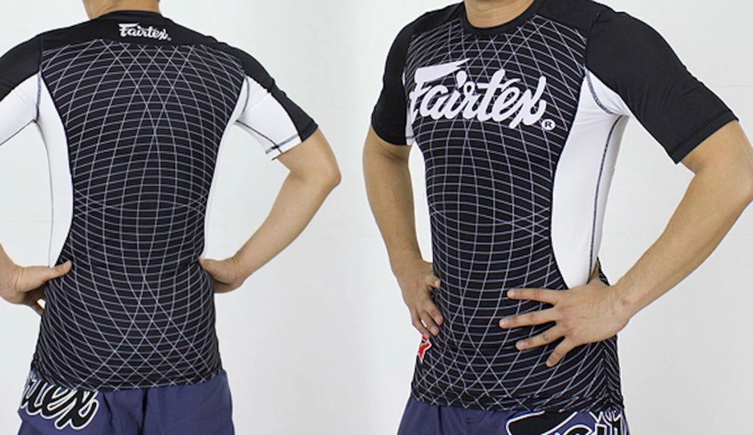Fairtex Short Sleeve Rashguard - RG5 - Black & White - Ideal For MMA Training And Competition