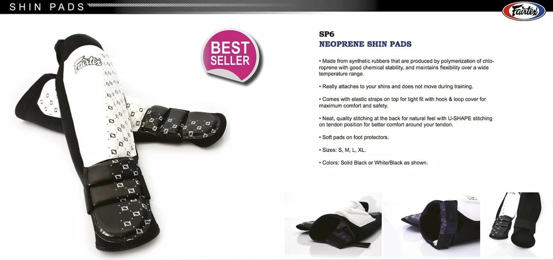 Fairtex "NEOPRENE" MMA Style Shin Guards - SP6 - Competition & Sparring