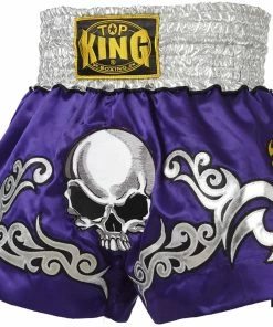 Muay Thai Shorts TOP KING MUAY THAI KICKBOXING SHORTS -TKTBS-046 - Purple Death Skull