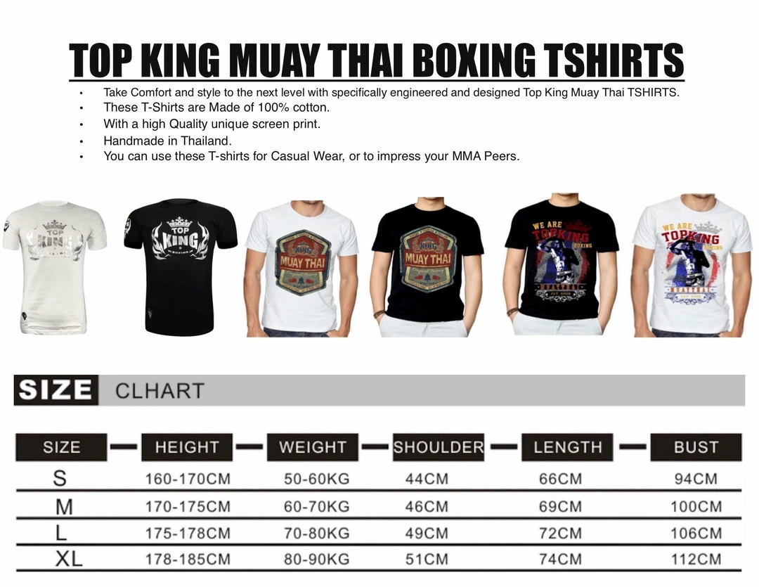 Top King "MUAY THAI" Short Sleeve T-Shirt - Micro Brushing - Velvety Soft Apparel