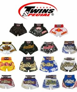 Twins Special Muay Thai Kickboxing Shorts - TWS-857 - White & Gold Muay Thai Shorts