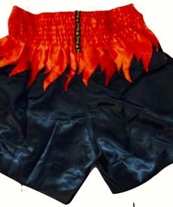 Twins Special Muay Thai Shorts - Black With Red Waist - TWST22
