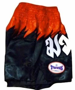 Twins Special Muay Thai Shorts - Black With Red Waist - TWST22