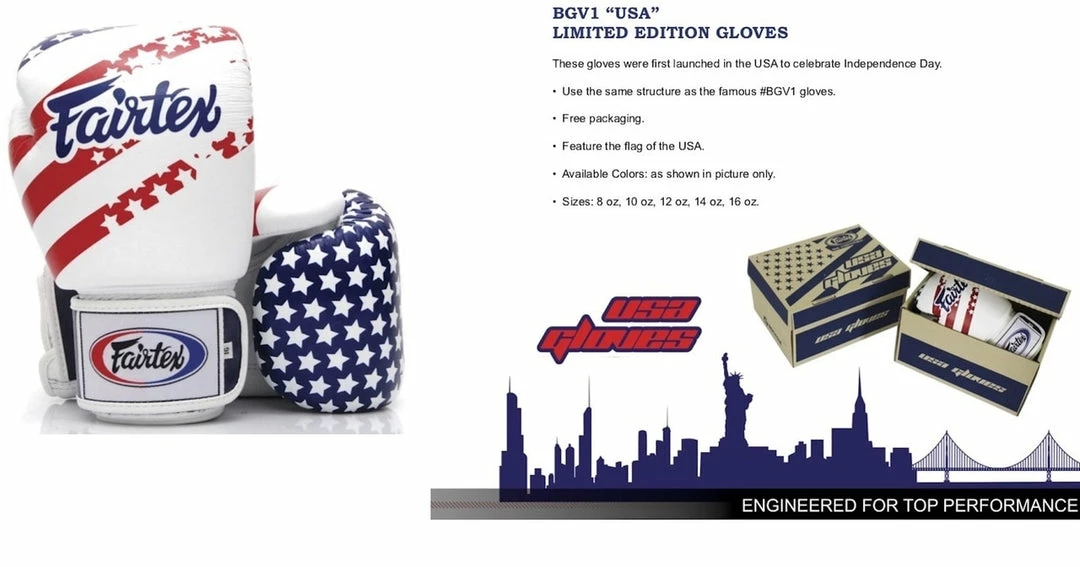 Fairtex "USA FLAG" Muay Thai Style Training Gloves - BGV1