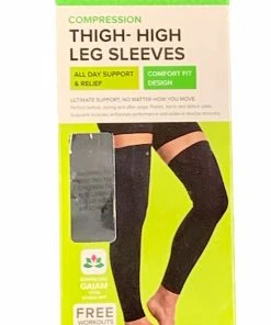 Gaiam Yoga Compression Thigh-High Leg Sleeves - All Day Support & Relief