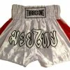 MUAY KICKBOXING "THAI BOXING" SHORTS TBS-WHITE W/ RED STRIPES