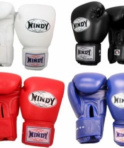 Windy Muay Thai Leather Training Gloves - BGVF -BLACK