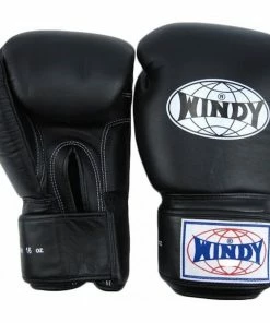 Windy Muay Thai Leather Training Gloves - BGVF -BLACK