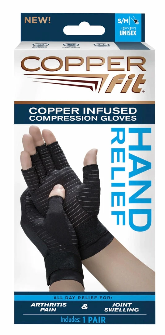Copper Fit Hand Relief Compression Gloves - Helps Relieve Stiffness & Soreness In Your Wrist - As Seen On TV -