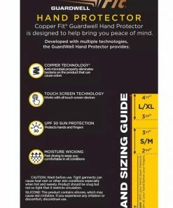 Copper Fit Guardwell Hand Protector Gloves - Black - One Pair