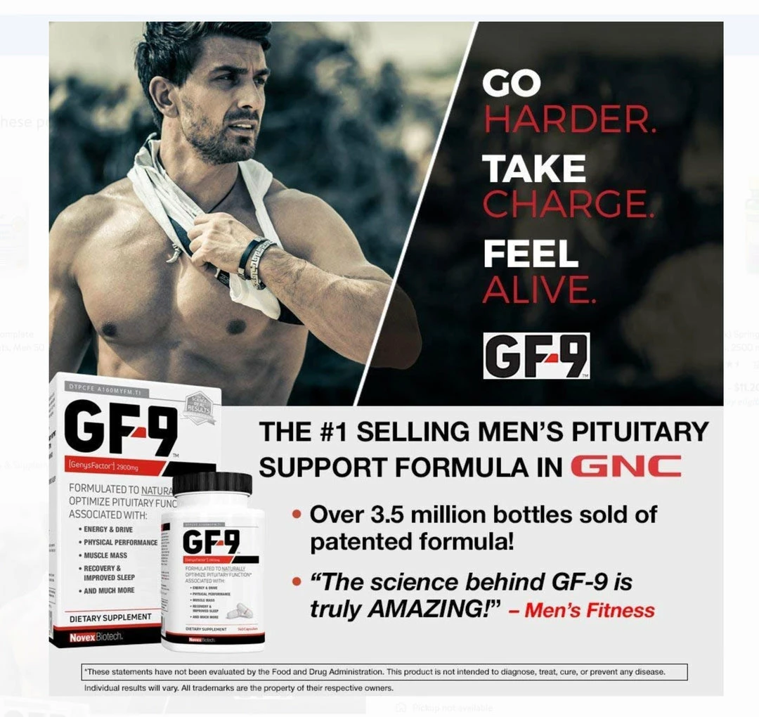 Novex Biotech GF-9 Human Growth Hormone - 84 Capsules - 682% Mean Increase In Natural Growth Hormone Levels