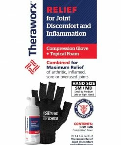 Theraworx Relief Joint Discomfort & Inflammation Foam - 1 Compression Glove & 3.4oz Bottle Foam (S/M) Accessories