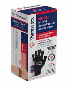 Theraworx Relief Joint Discomfort & Inflammation Foam - 1 Compression Glove & 3.4oz Bottle Foam (S/M) Accessories