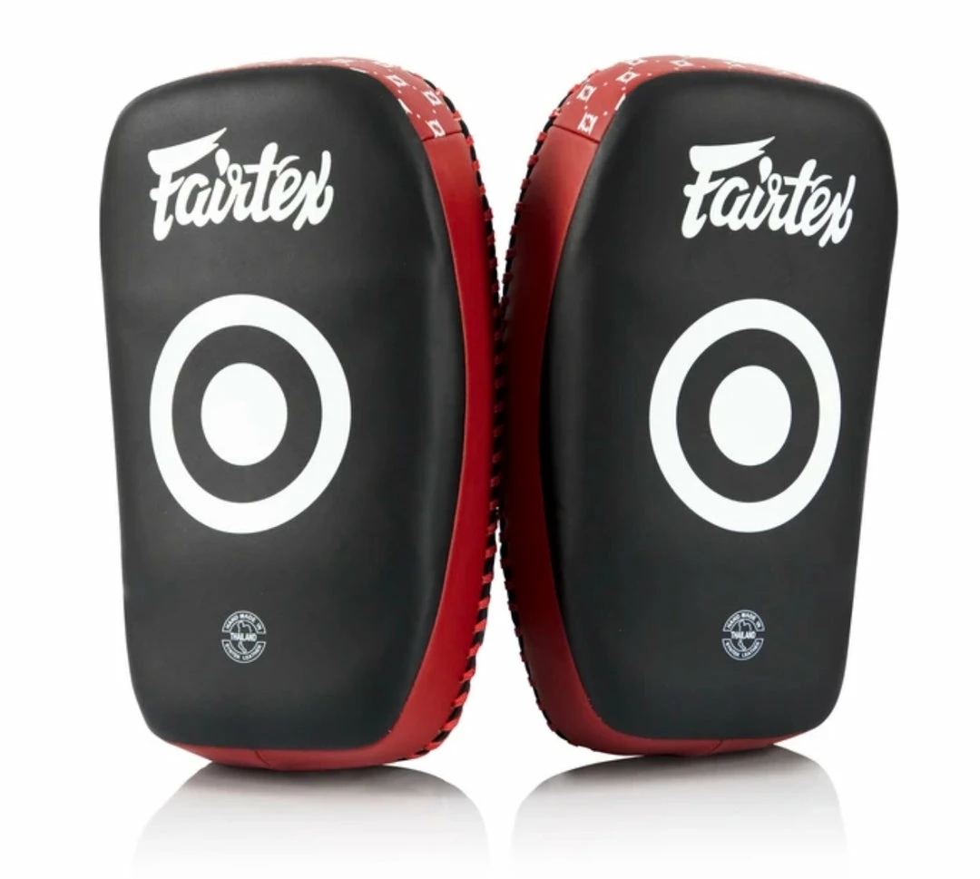 Pads & Mitts Fairtex Muay Thai Kickboxing Curved Small Lightweight Thai Pads - KPLC6 - Black/Red - Sold As A Pair