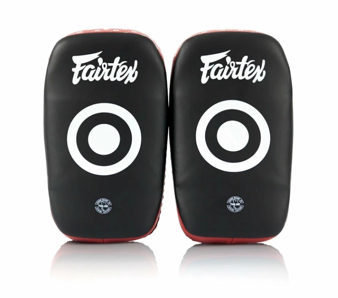 Pads & Mitts Fairtex Muay Thai Kickboxing Curved Small Lightweight Thai Pads - KPLC6 - Black/Red - Sold As A Pair