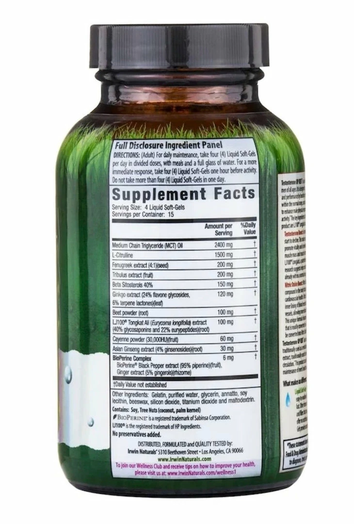 Irwin Naturals Testosterone UP RED With Nitric Oxide Boosters - 60 Liquid Soft-Gels