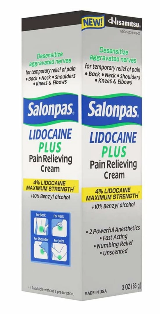 Salonpas Lidocaine Plus Pain Relieving Cream - 3.0 Oz