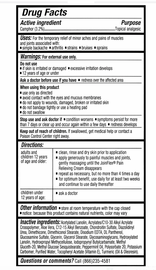 Joint Flex Accessories JointFlex Pain Relief Cream - 3 Ounce - With Natural Turmeric