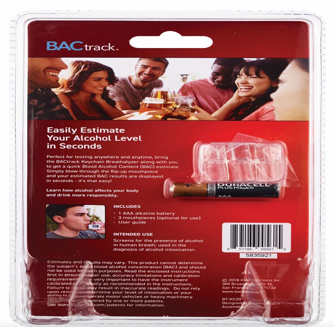 BACtrack Alcohol Tester Keychain Breathlyzer- Estimates Blood Alcohol Content