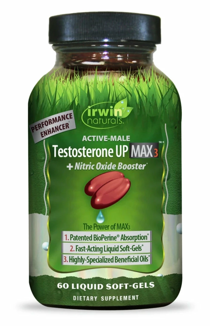 Irwin Naturals Testosterone UP MAX3 + Nitric Oxide Booster - 60 Liquid Soft-Gels Accessories