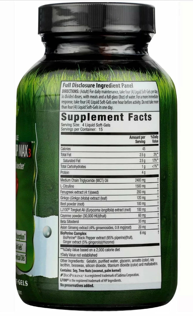 Irwin Naturals Testosterone UP MAX3 + Nitric Oxide Booster - 60 Liquid Soft-Gels Accessories